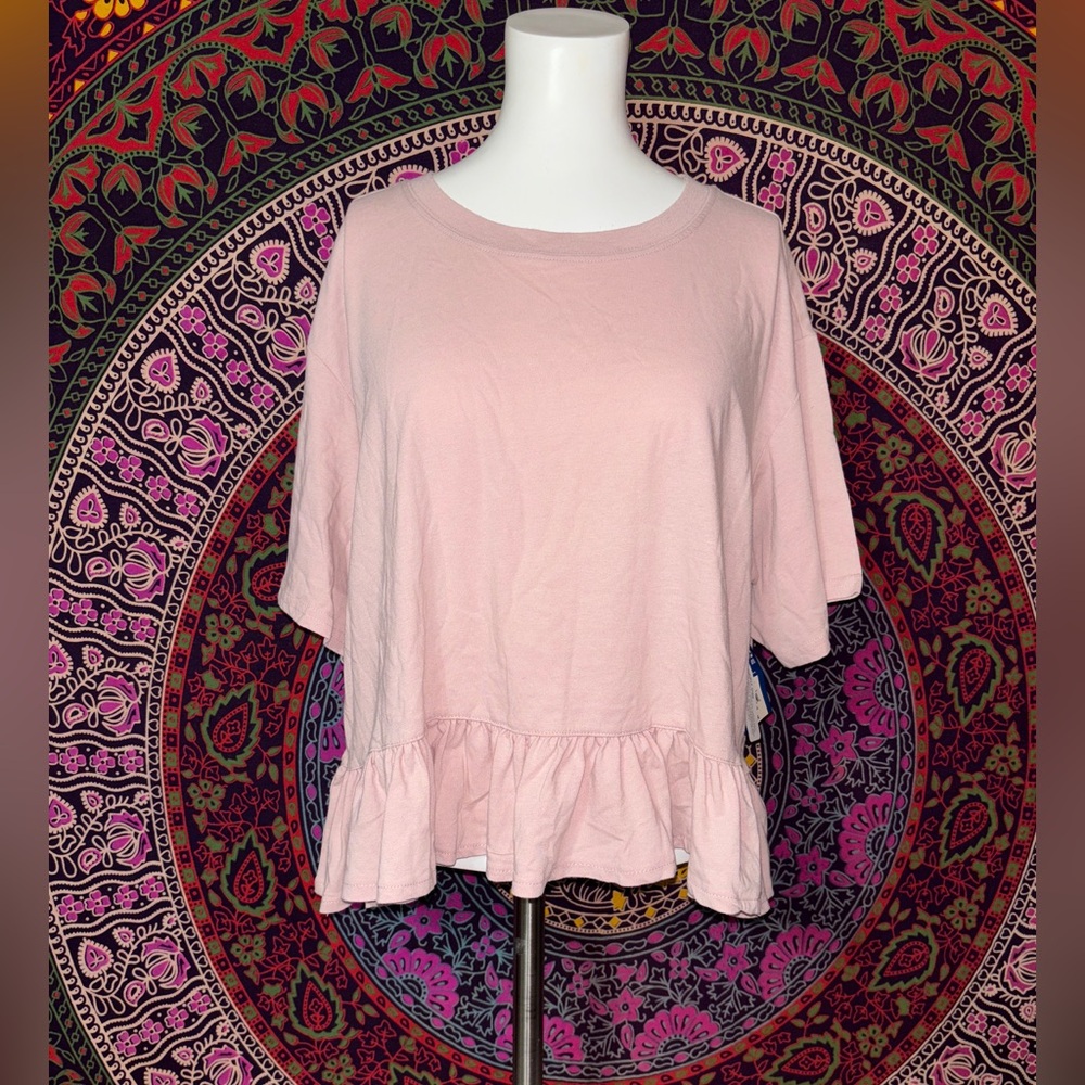 Arizona Rose Pink Ruffle Cropped T-Shirt Women’s Size XXL